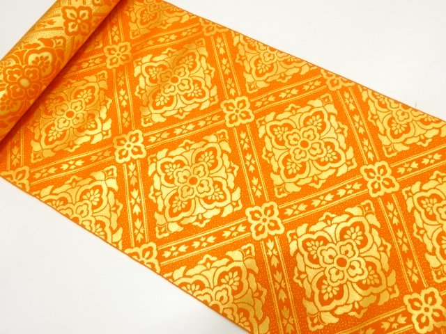 JAPANESE KIMONO / ANTIQUE DIAGONAL CHECKERED PATTERN / FLORAL MOTIF WE